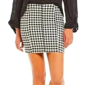 Free people gingham black white mini skirt size 10